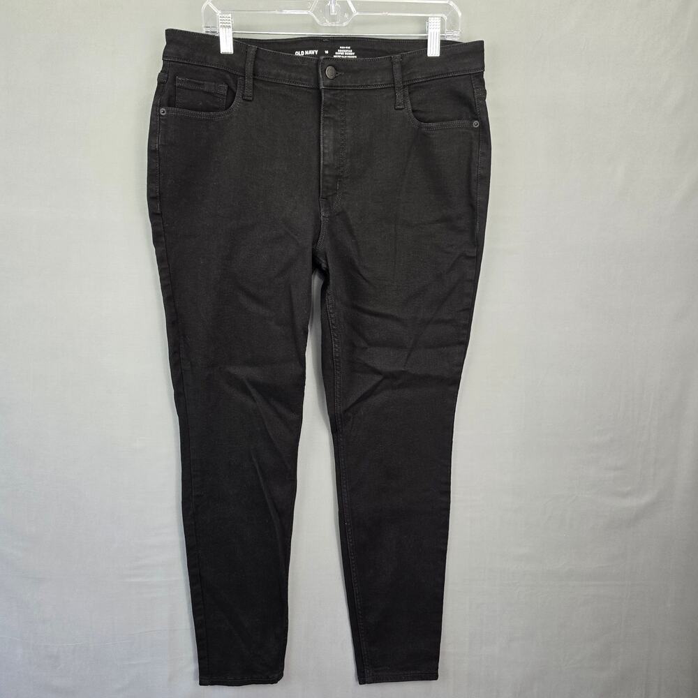 Old Navy Rockstar Black Skinny Jeans Size 16 Stretch High Rise Women Zip Pockets